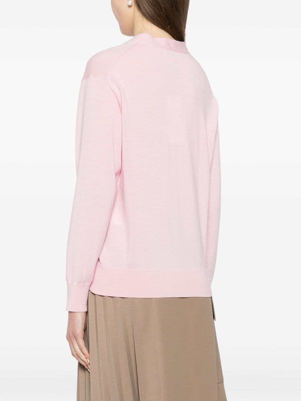 Kenzo Boke Flower Pink Wool V-Neck Sweater image 4