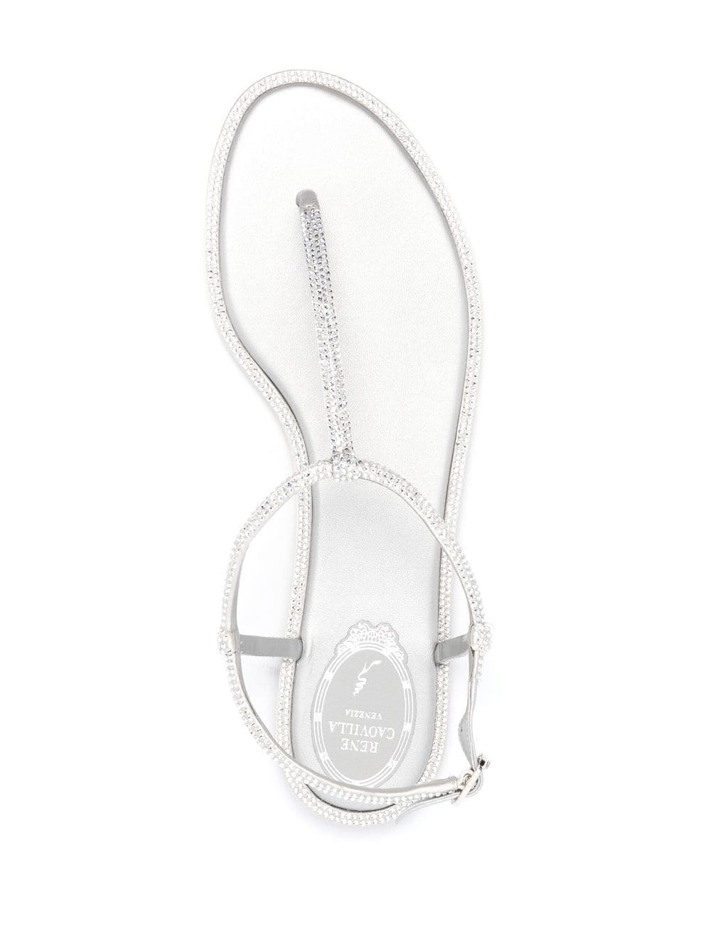 RENE' CAOVILLA Silver Leather Sandals with Crystal Embellishments image 2