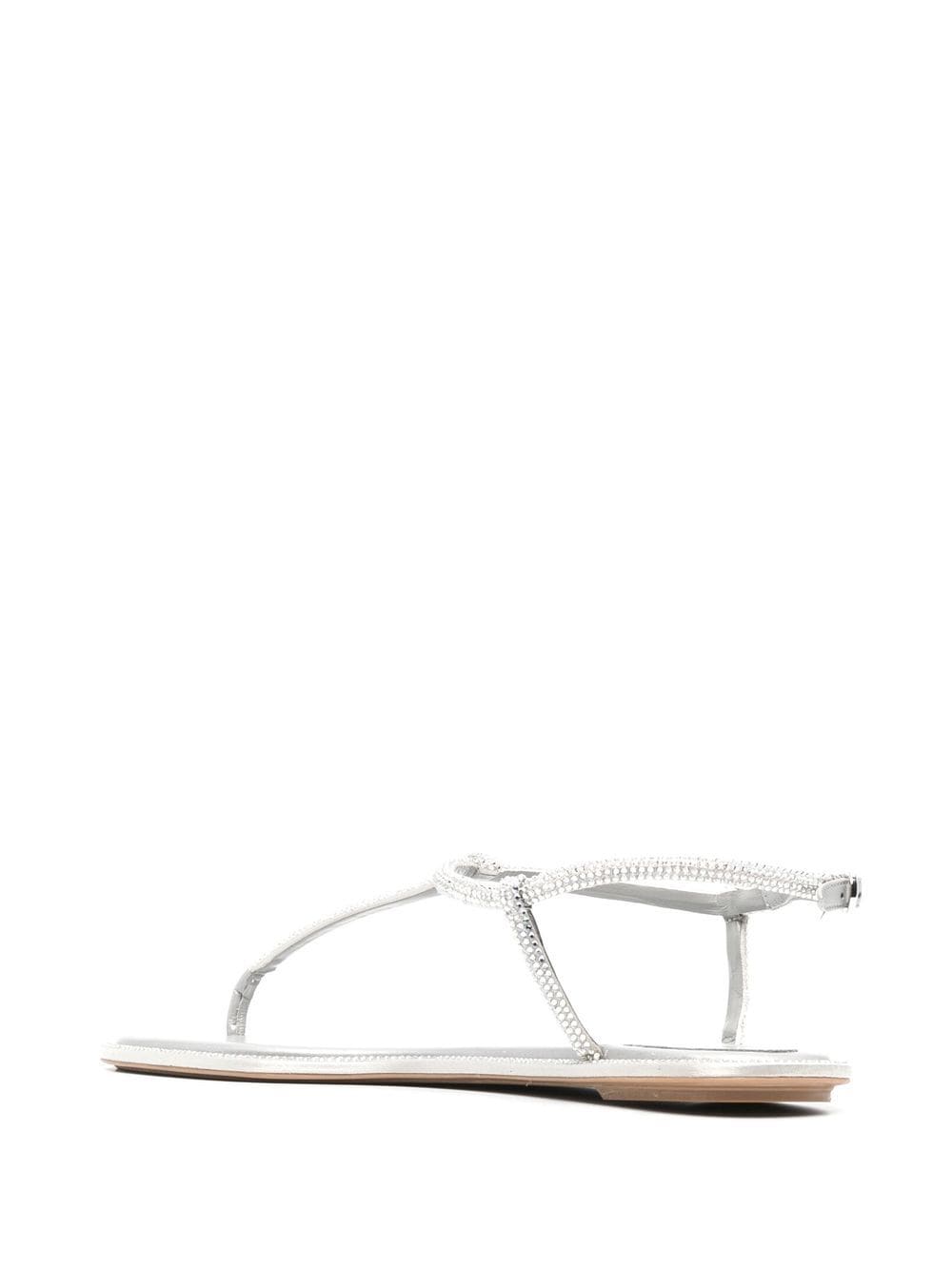 RENE' CAOVILLA Silver Leather Sandals with Crystal Embellishments image 3