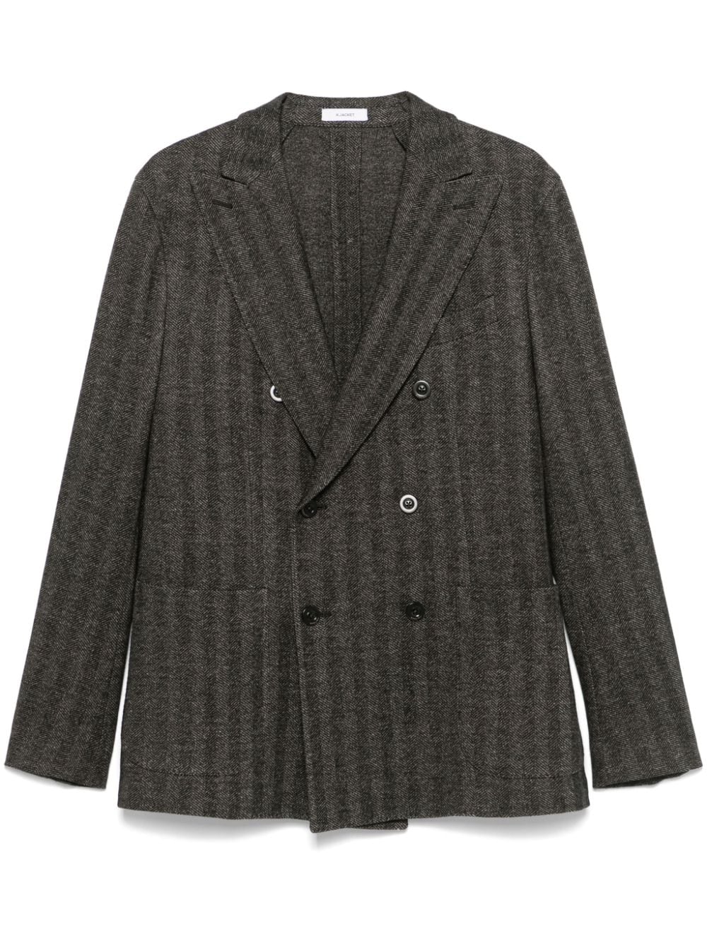 Boglioli Brown Herringbone Double-Breasted Wool Blend Jacket image 0