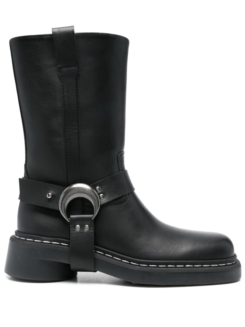 Marine Serre Black Leather Crescent Moon Boots image 0