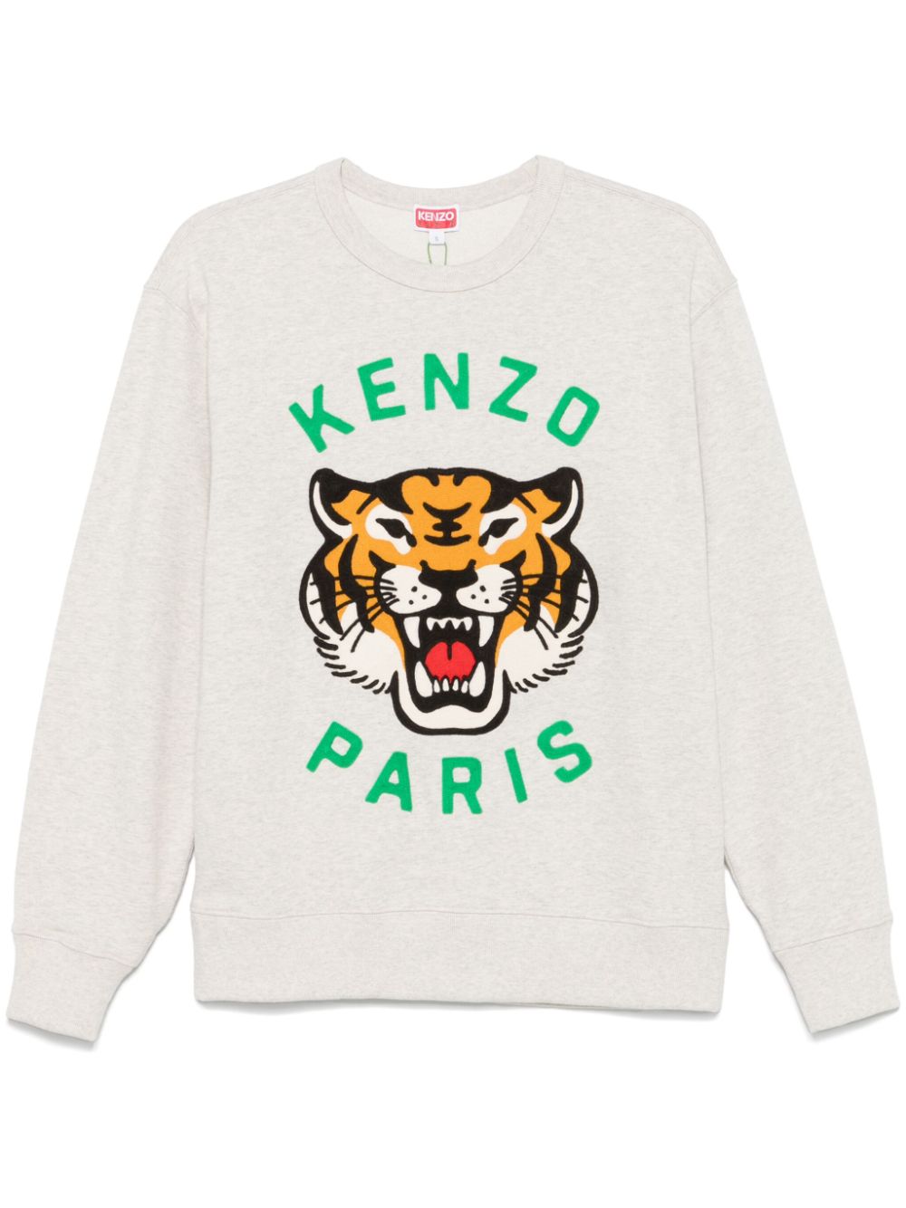 Kenzo Grey Tiger Head Embroidered Crew Neck Sweater image 0