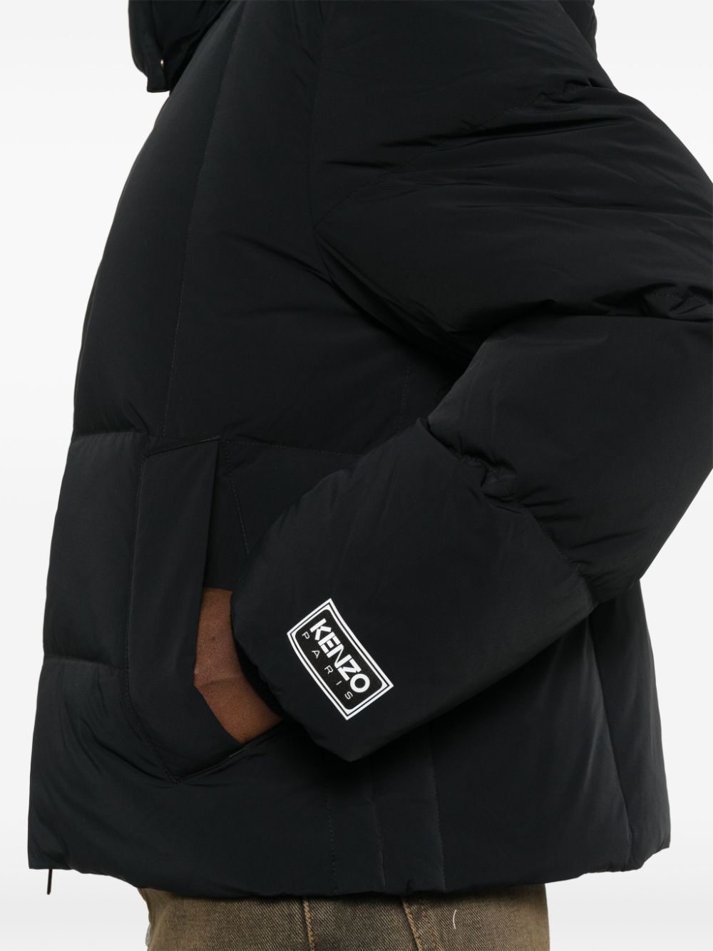 Kenzo Black Down-Filled Quilted Coat image 2