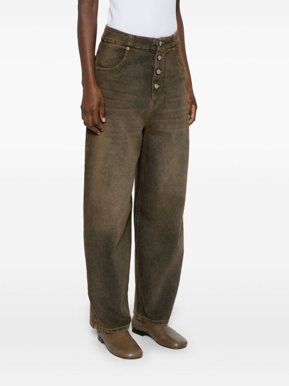 MM6 Maison Margiela Wide Leg Jeans in Brown image 1