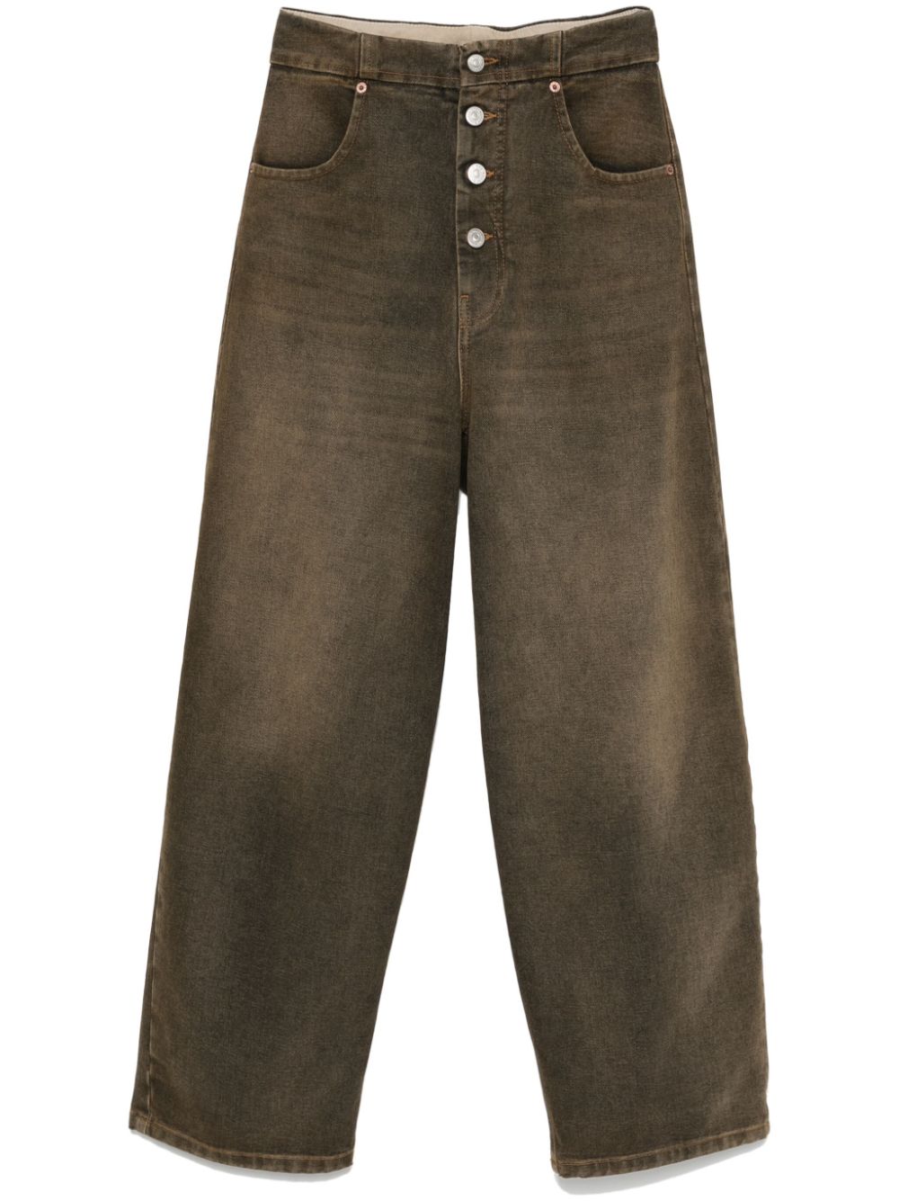 MM6 Maison Margiela Wide Leg Jeans in Brown image 0