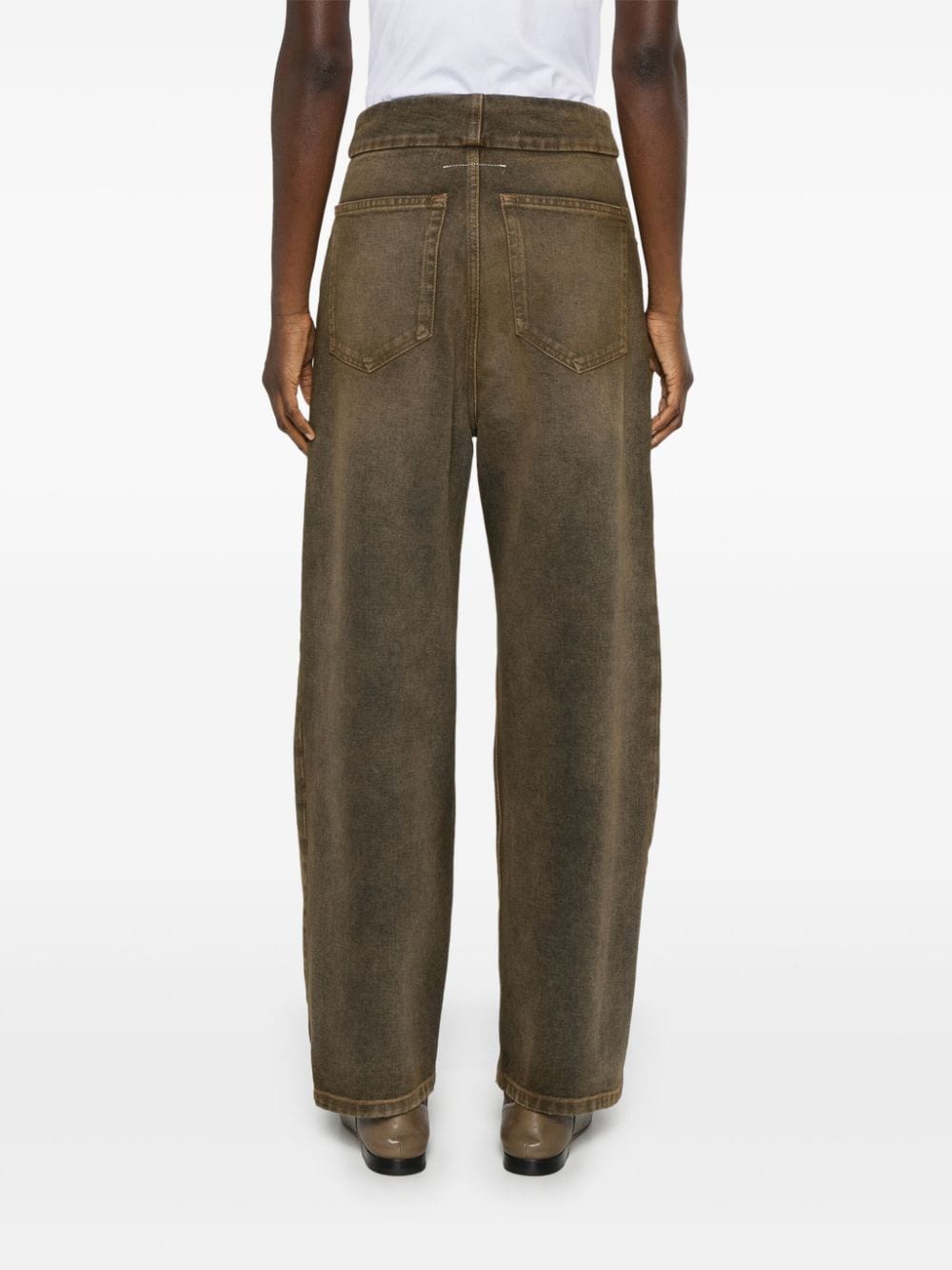 MM6 Maison Margiela Wide Leg Jeans in Brown image 2