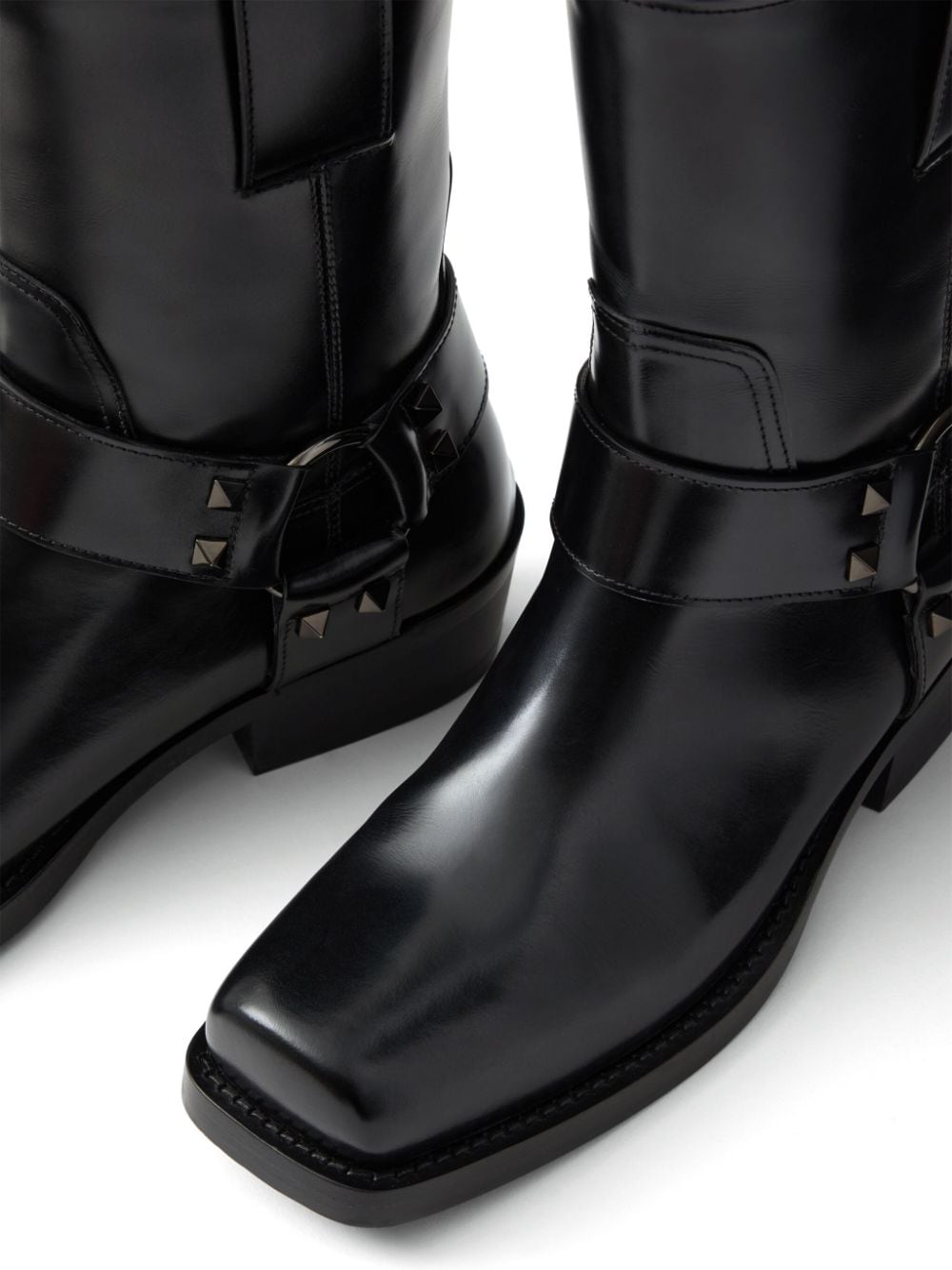 Valentino Garavani Black Leather Rockstud Ankle Boots image 1