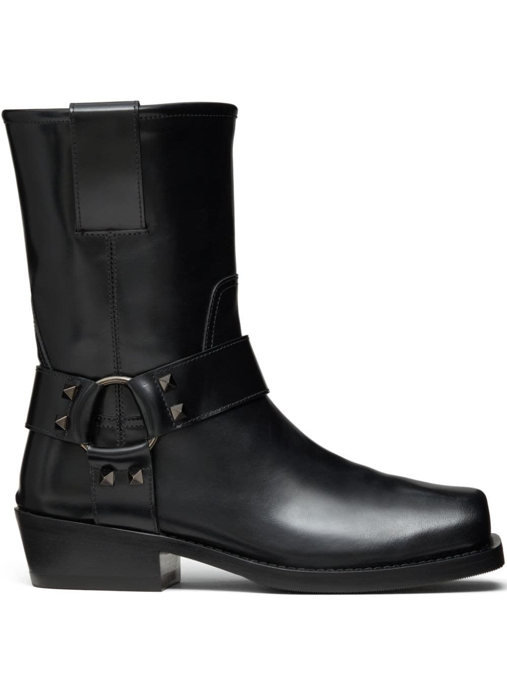 Valentino Garavani Black Leather Rockstud Ankle Boots image 0