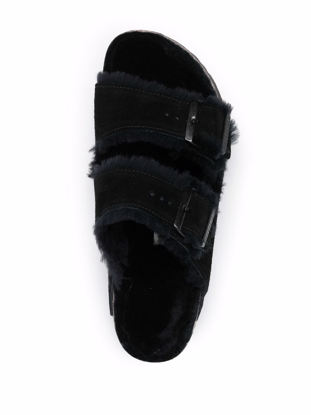 Birkenstock Black Suede Open Toe Sandals with Shearling Lining image 2