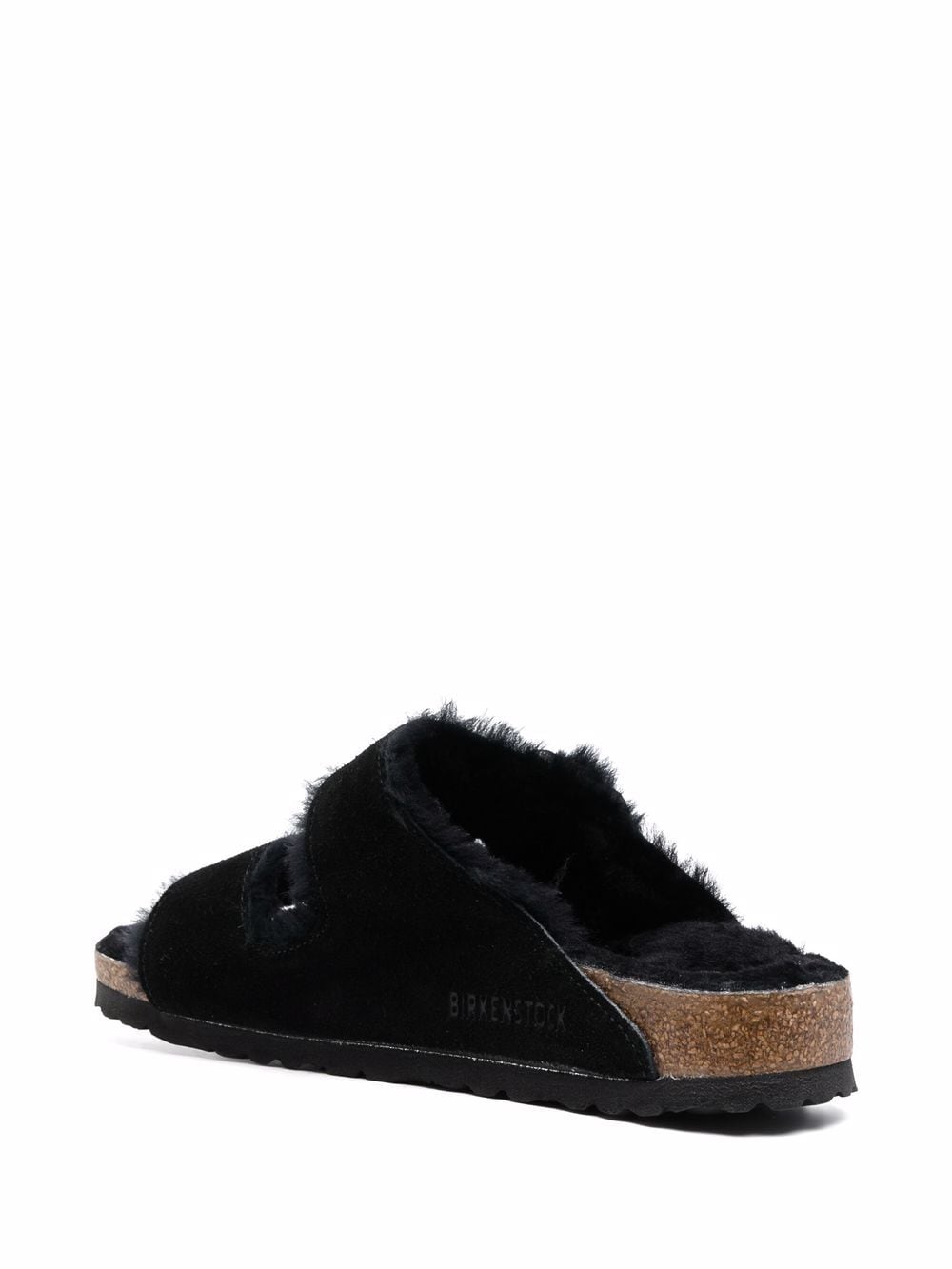 Birkenstock Black Suede Open Toe Sandals with Shearling Lining image 3