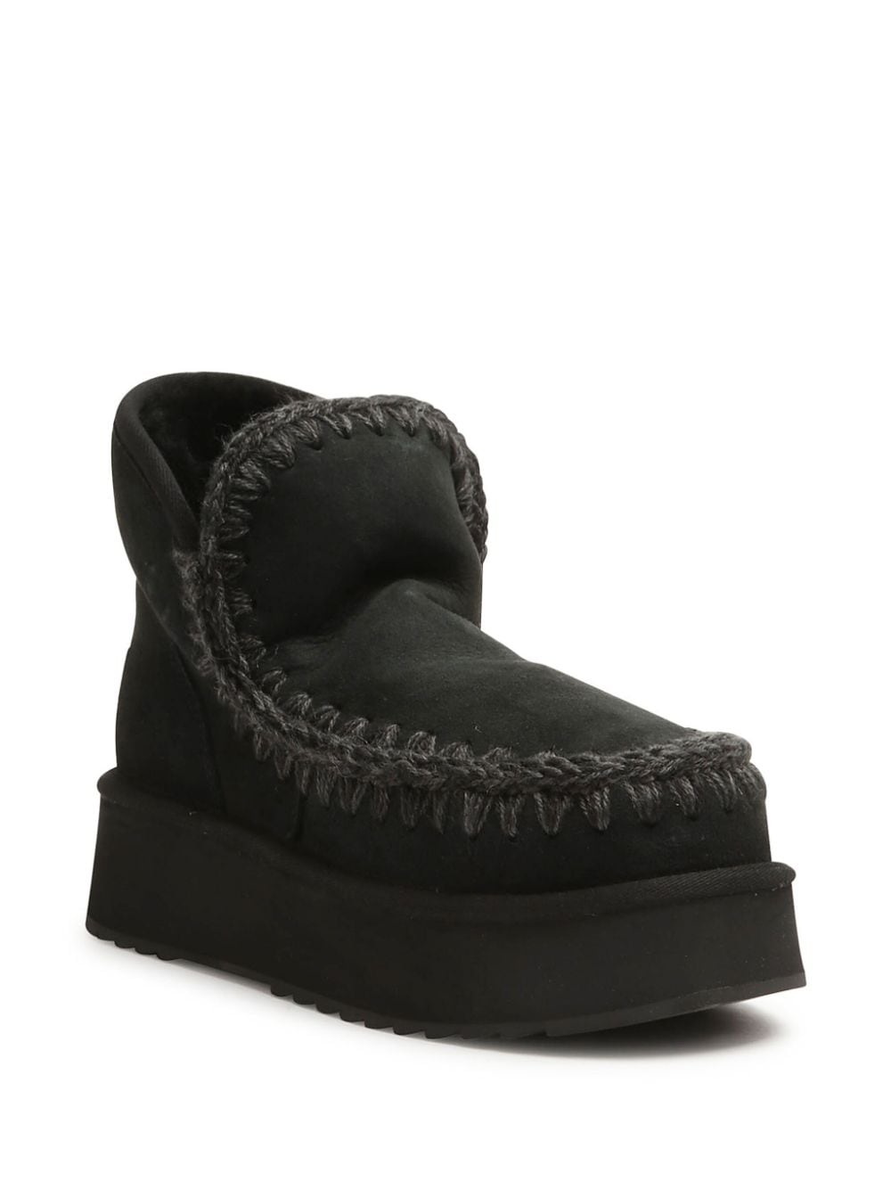 Women's Black Suede Mou Boots with Appliqué Logo image 1