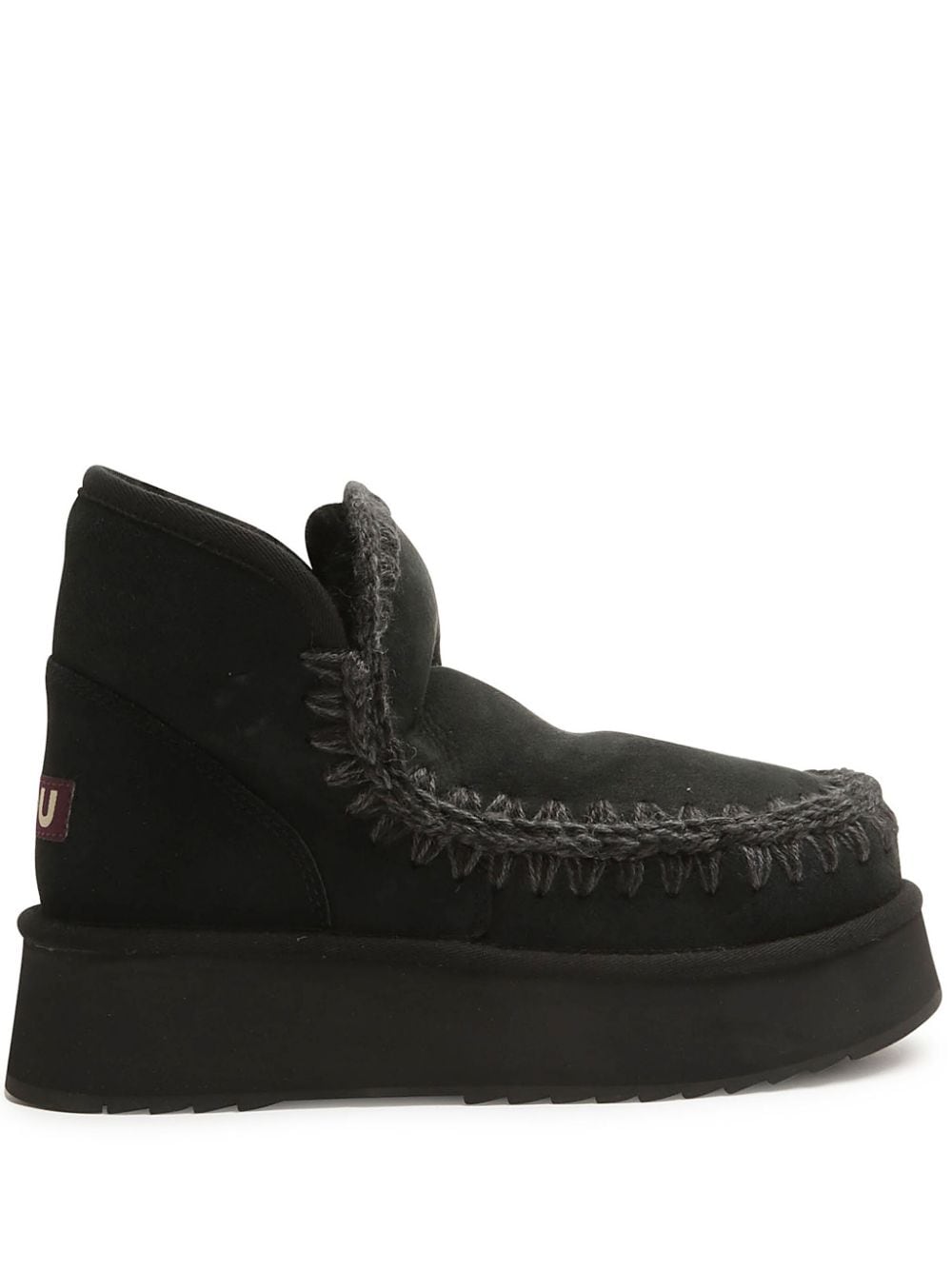 Women's Black Suede Mou Boots with Appliqué Logo image 0