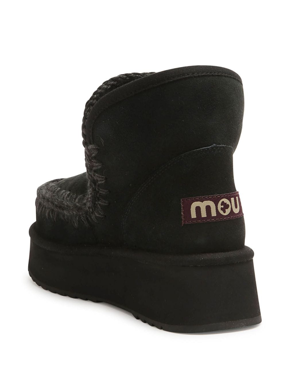 Women's Black Suede Mou Boots with Appliqué Logo image 2