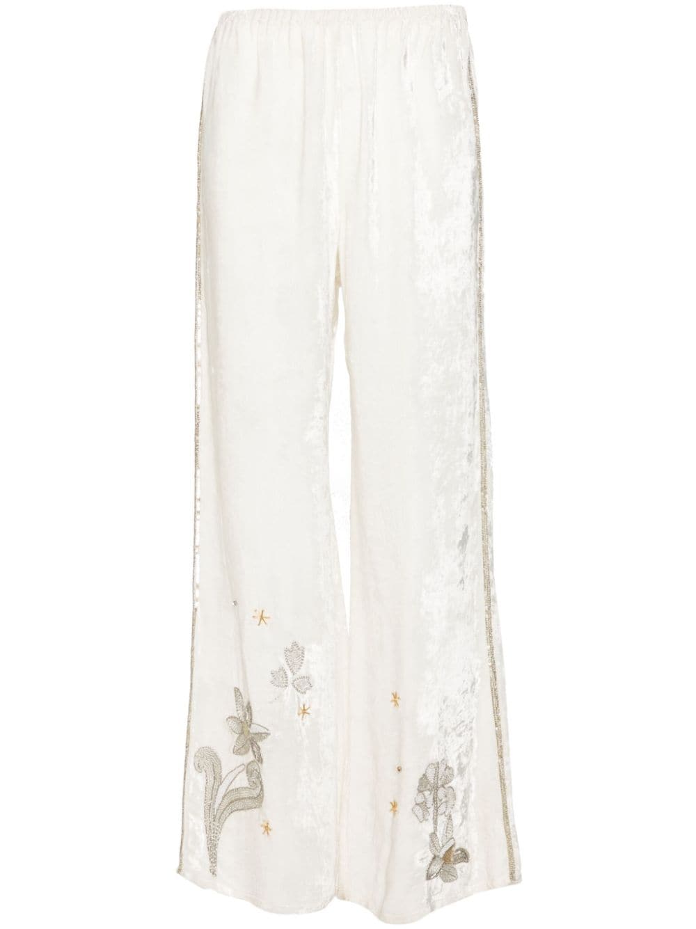 Forte Forte White Sequin Embellished Wide Leg Trousers image 0