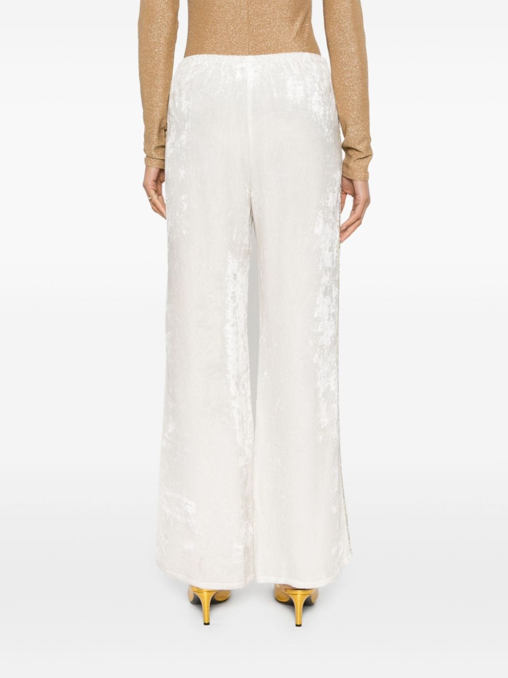 Forte Forte White Sequin Embellished Wide Leg Trousers image 3