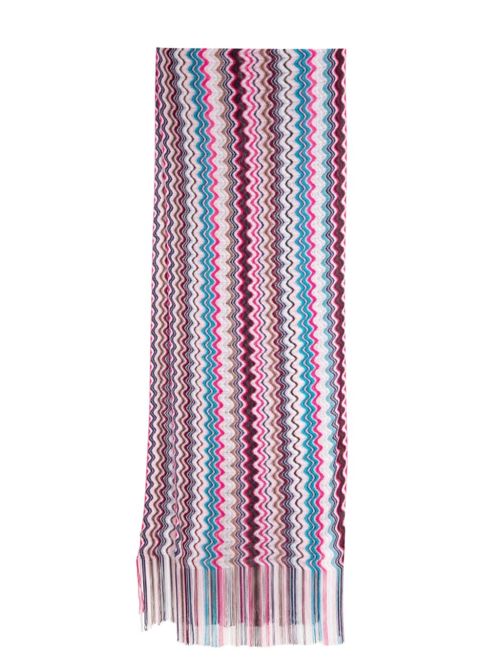 Missoni Wave Motif Fringed Scarf in Pink image 0