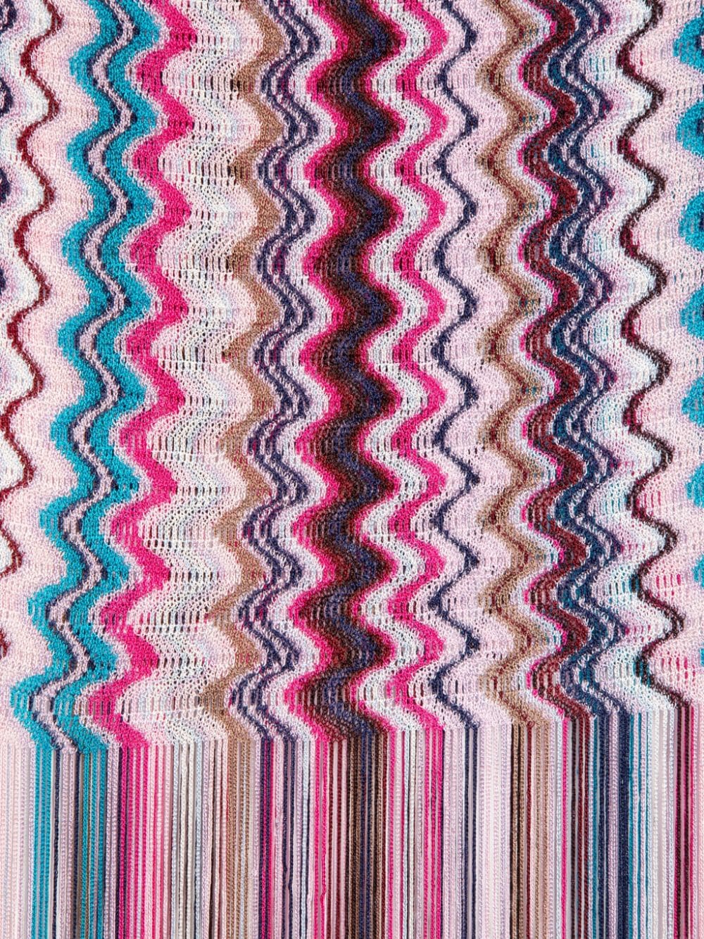 Missoni Wave Motif Fringed Scarf in Pink image 1