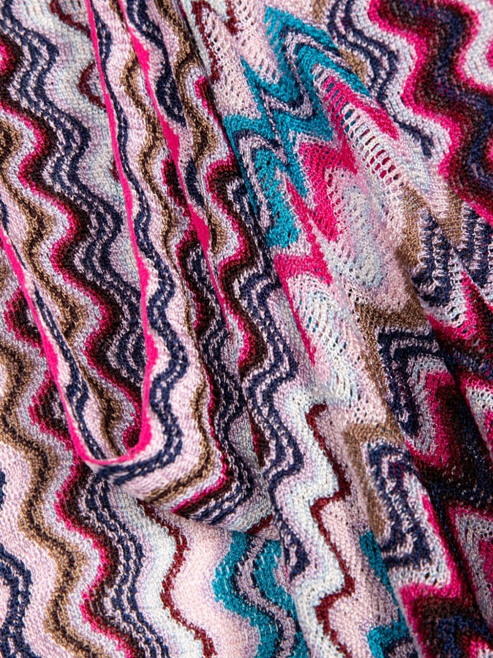 Missoni Wave Motif Fringed Scarf in Pink image 2