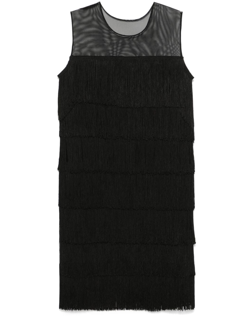 Norma Kamali Black Fringed Mini Dress image 0