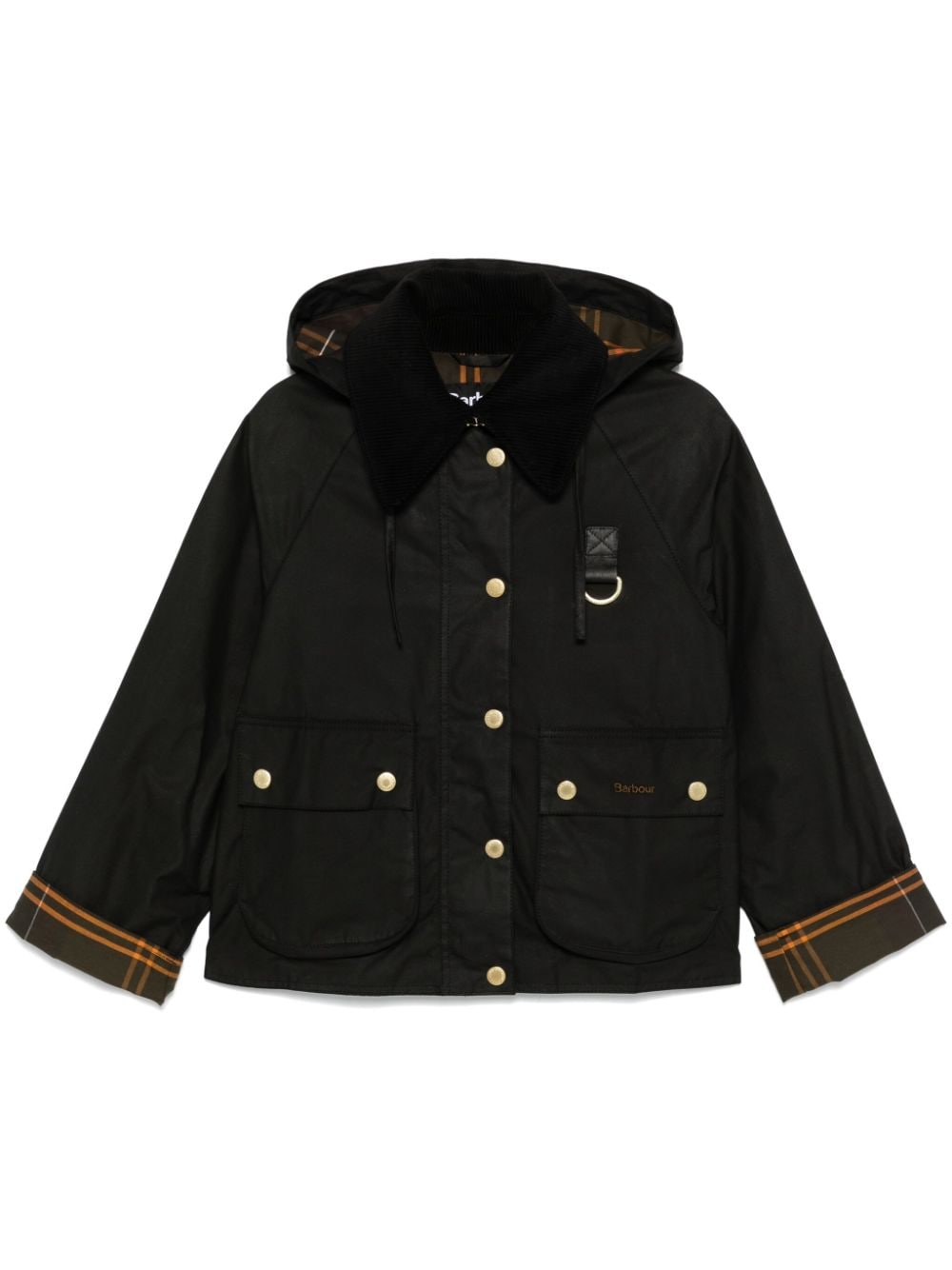 Barbour Black Cotton Wax Jacket with Corduroy Collar image 0