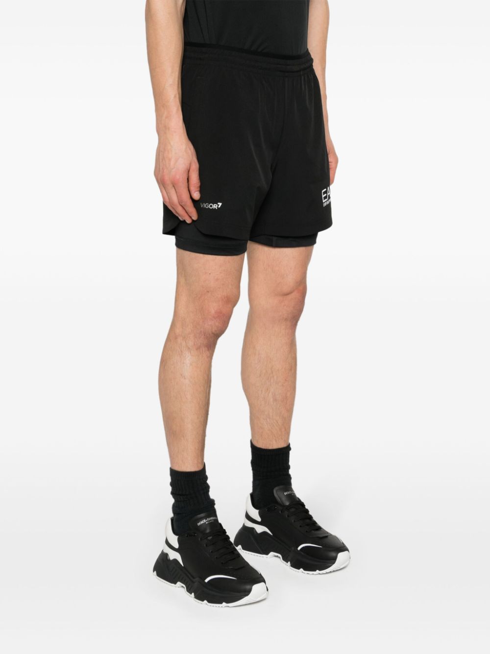 EA7 Black Technical Jersey Shorts with Logo image 2