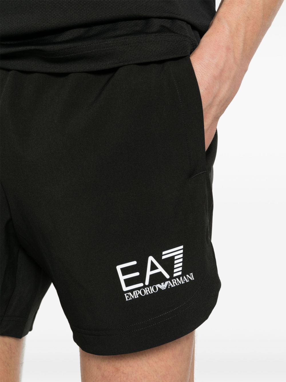 EA7 Black Technical Jersey Shorts with Logo image 3