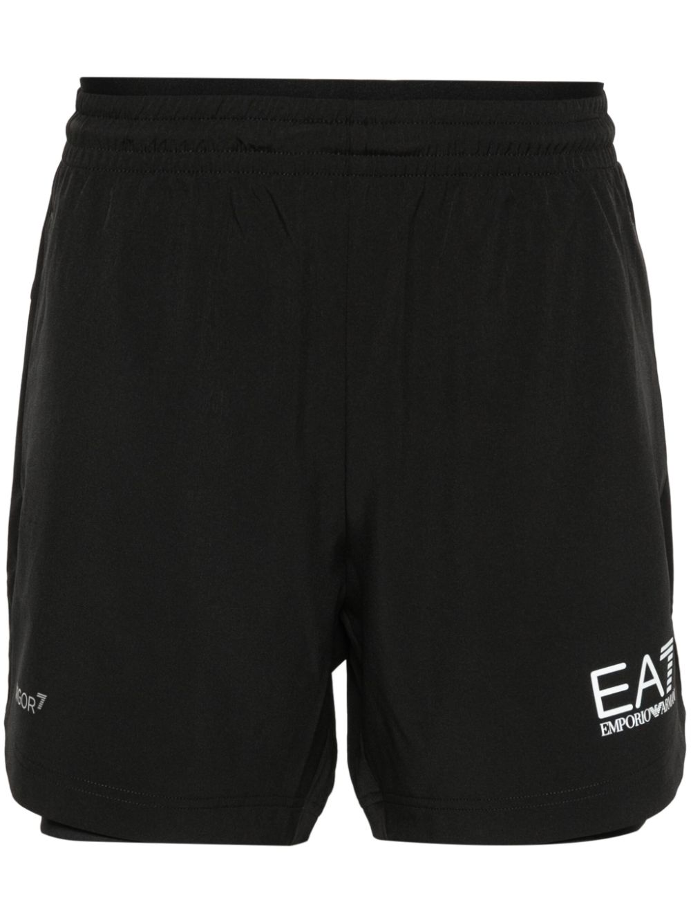 EA7 Black Technical Jersey Shorts with Logo image 0