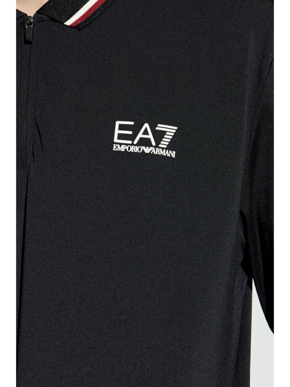 EA7 Men's Black Polo Shirt with Stripe Detailing image 3