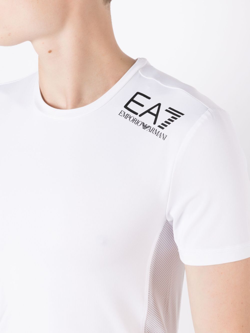 EA7 Men's White T-Shirt with Logo Print image 4