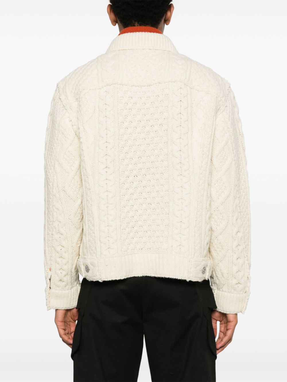 Junya Watanabe Man Black Wool Aran Knit Shirt image 2