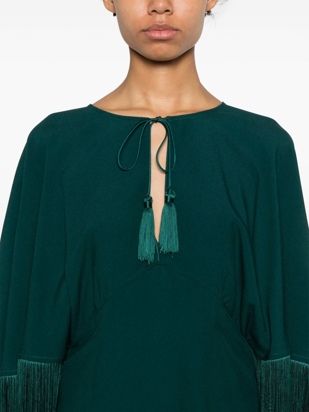 TALLER MARMO MAIN Green Cady Dress with Cape Detail image 1