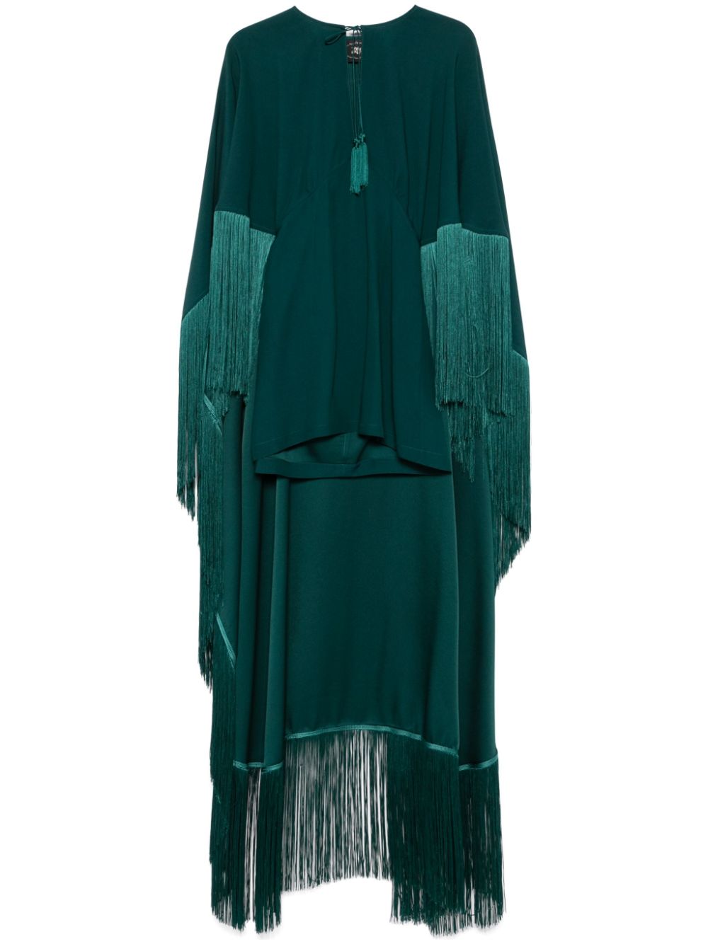 TALLER MARMO MAIN Green Cady Dress with Cape Detail image 0