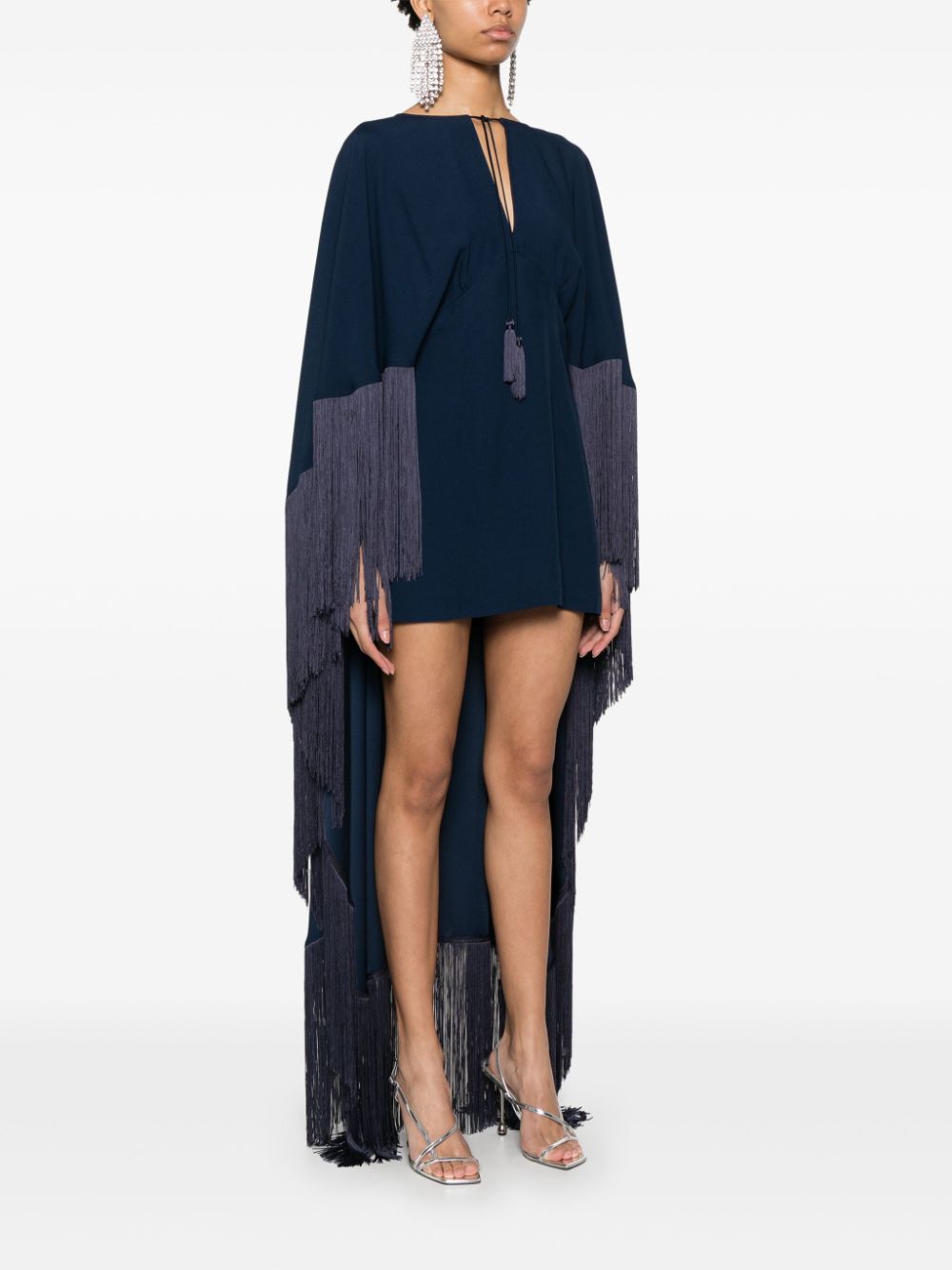 TALLER MARMO MAIN Blue Cady Dress with Cape Detail image 1