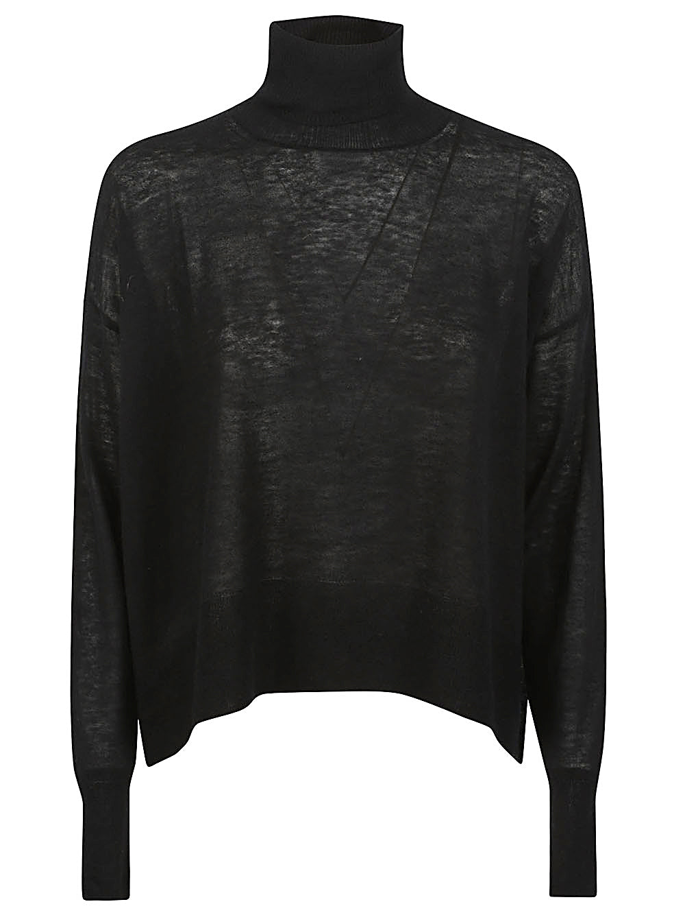 CT PLAGE Black Turtleneck Sweater with Ribbed Hems and Flared Cut image 0