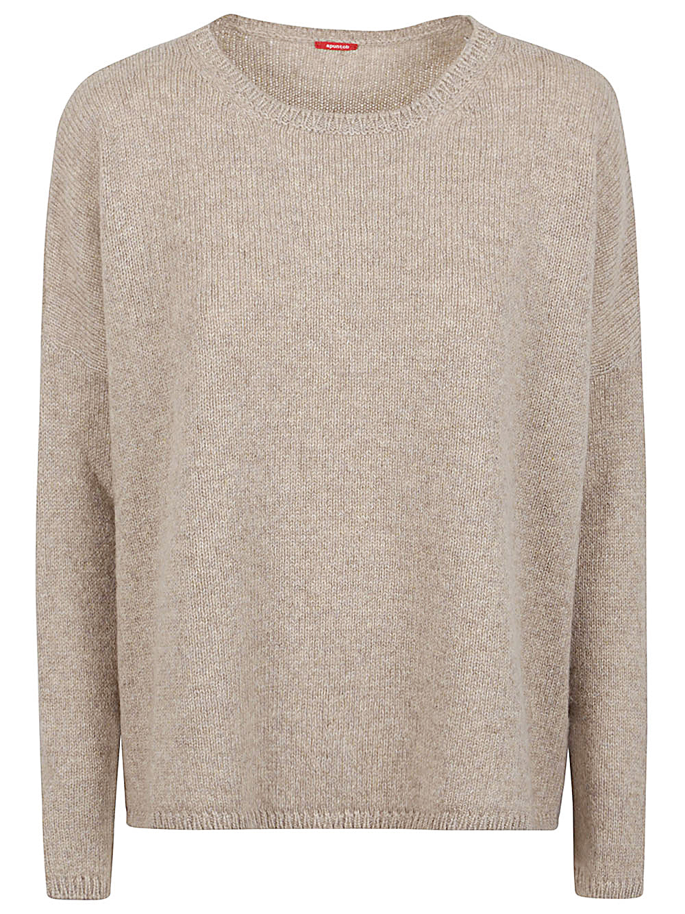 Beige Crew Neck Long Sleeve Sweater - Apuntob image 0