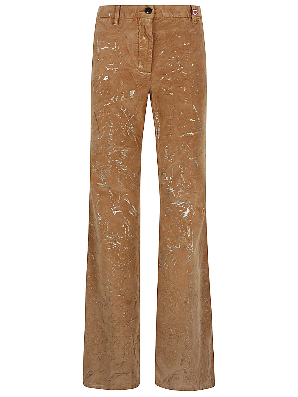 Camel Flared Trousers with Gold Details image 0