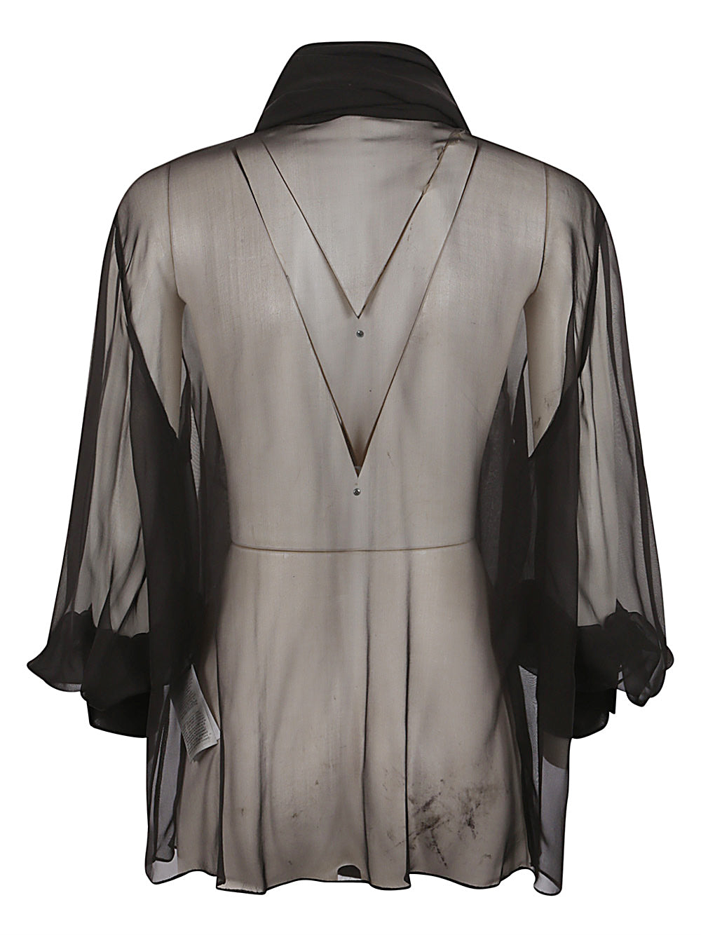 Valentino Black Blouse with Balloon Sleeves and Scarf Detail image 1