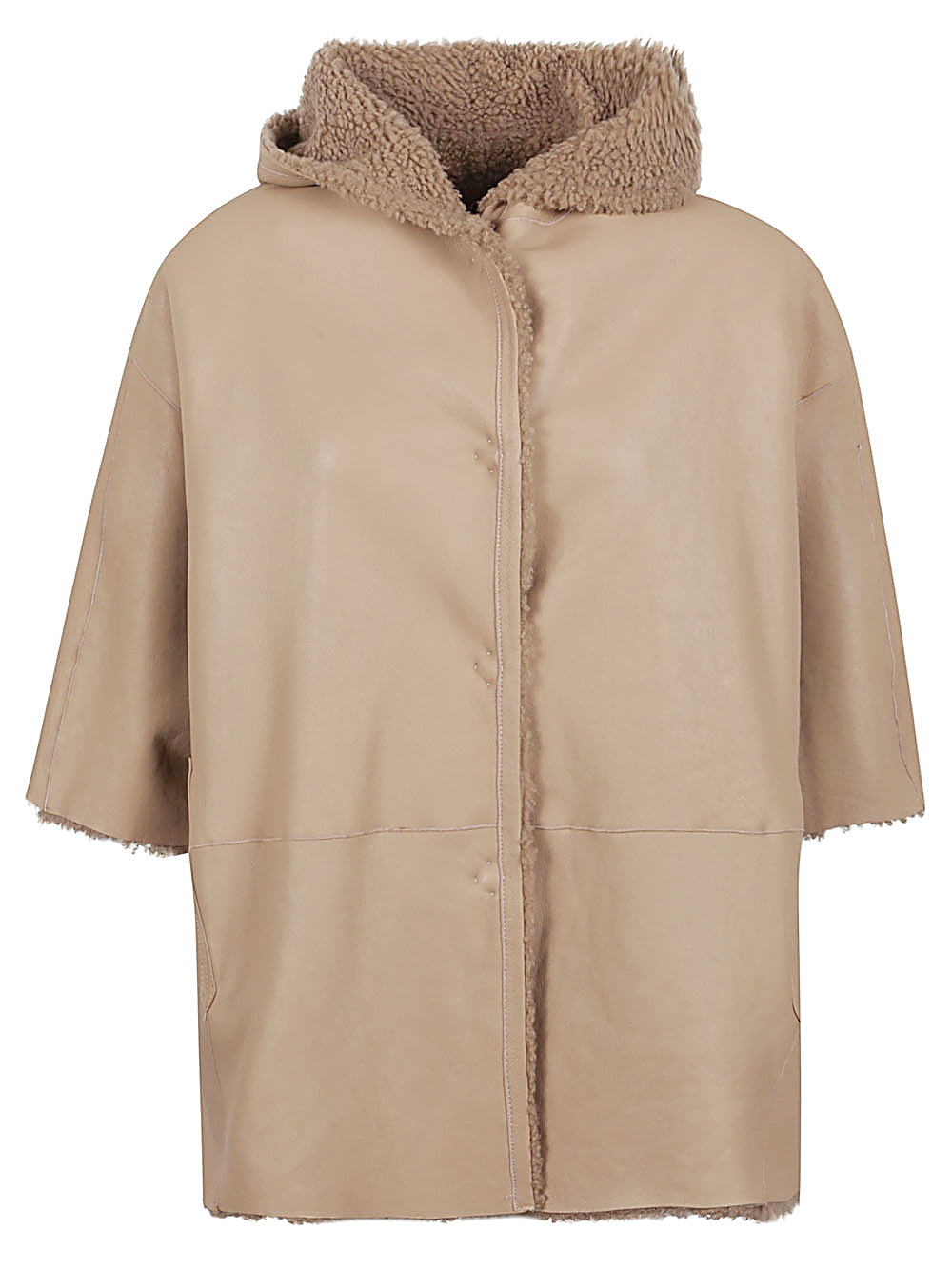 ENES Camel Wool Blend Poncho Jacket image 2