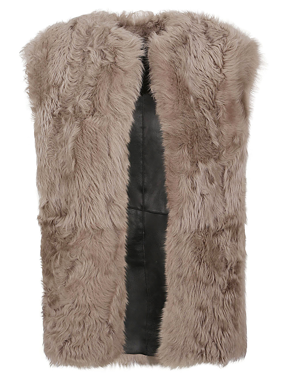 ENES Sleeveless Fur Coat - Black image 0