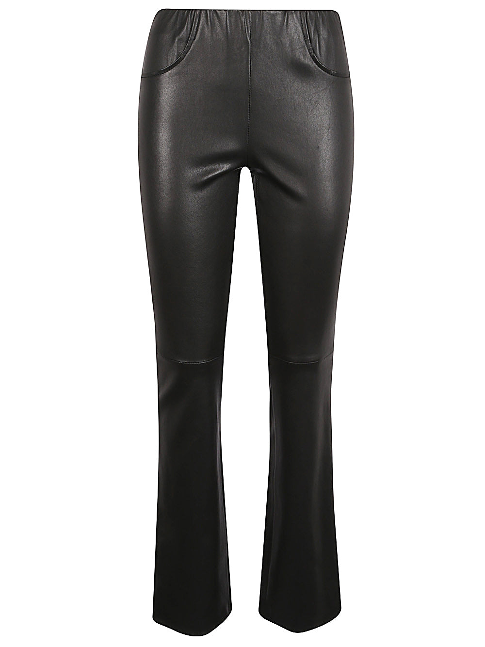 Via Masini 80 Black Leather Trousers with High Waist image 0