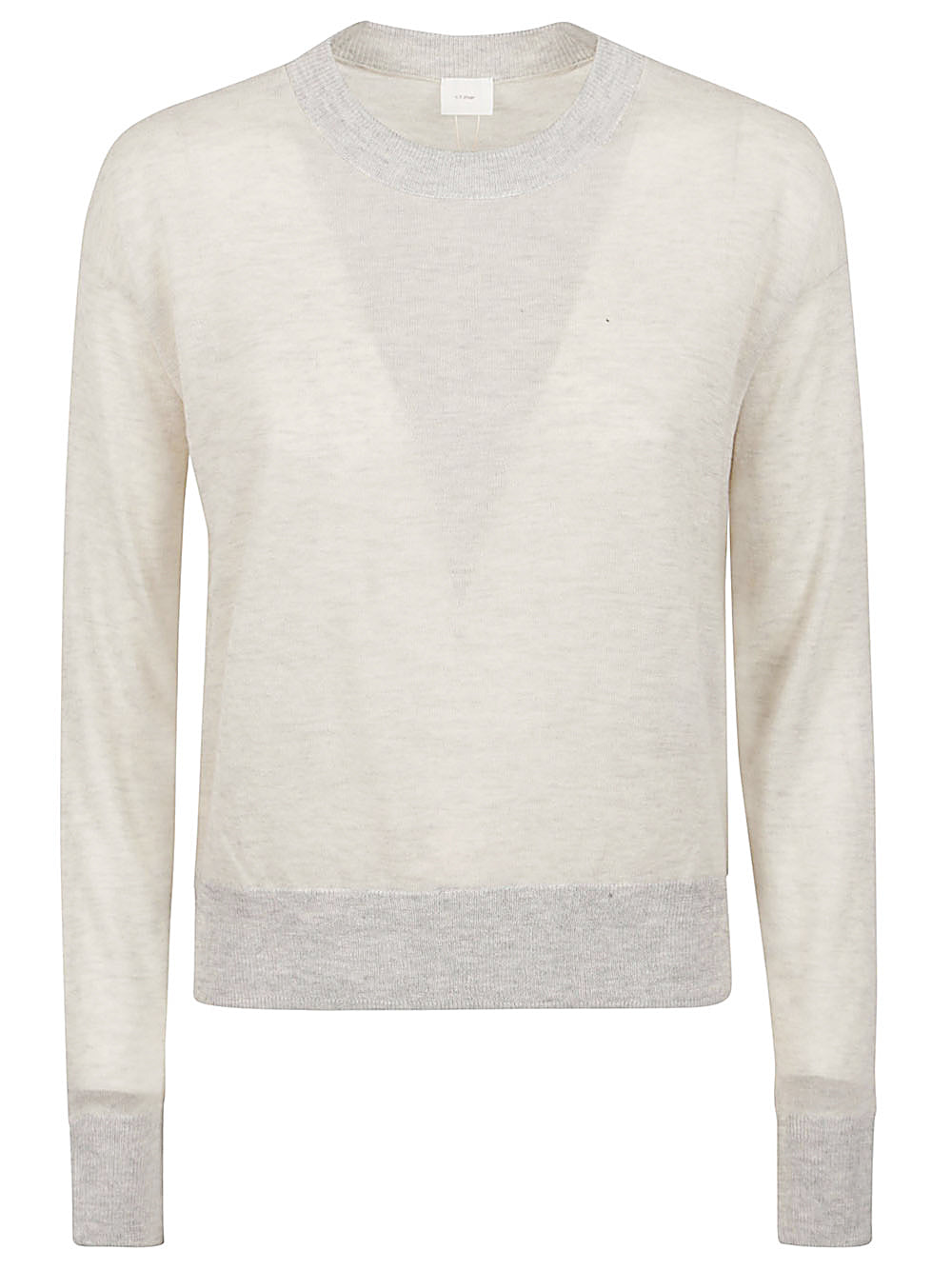 CT PLAGE Grey Ribbed Crew Neck Sweater with Flared Cut image 0