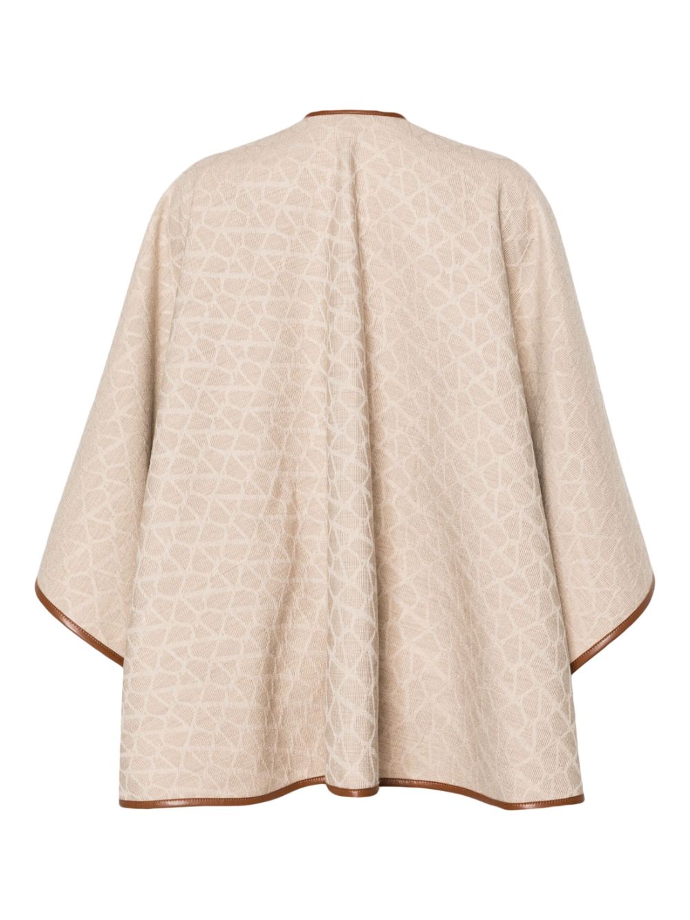 Valentino Beige Virgin Wool Jacquard Jacket with Leather Trim image 1