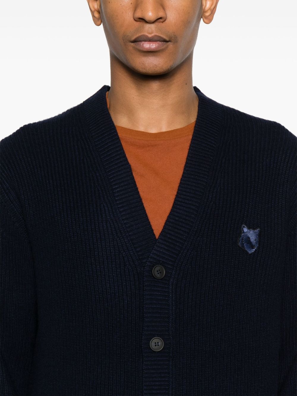 MAISON KITSUNÉ Fox Head Ribbed Knit Sweater - Blue image 2