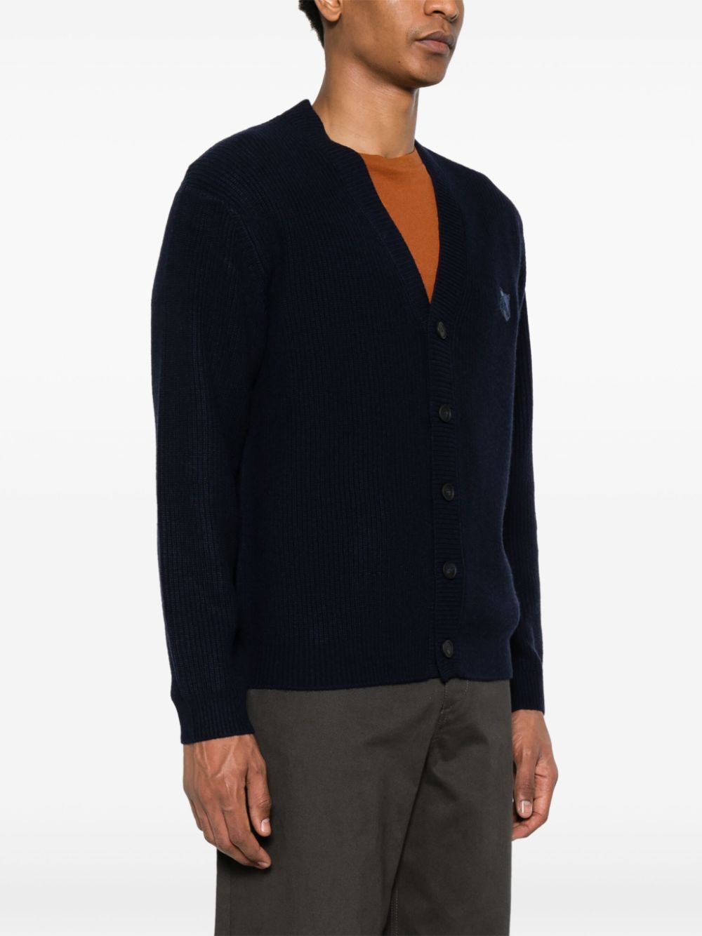 MAISON KITSUNÉ Fox Head Ribbed Knit Sweater - Blue image 3