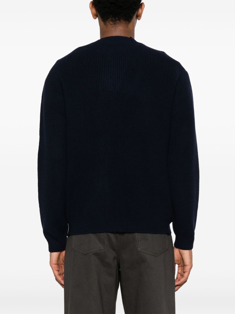 MAISON KITSUNÉ Fox Head Ribbed Knit Sweater - Blue image 4