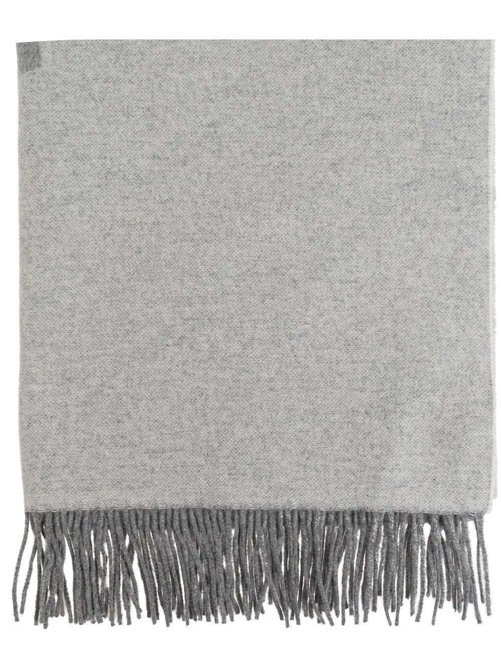 Emporio Armani Grey Wool Blend Intarsia-Knit Logo Scarf image 0