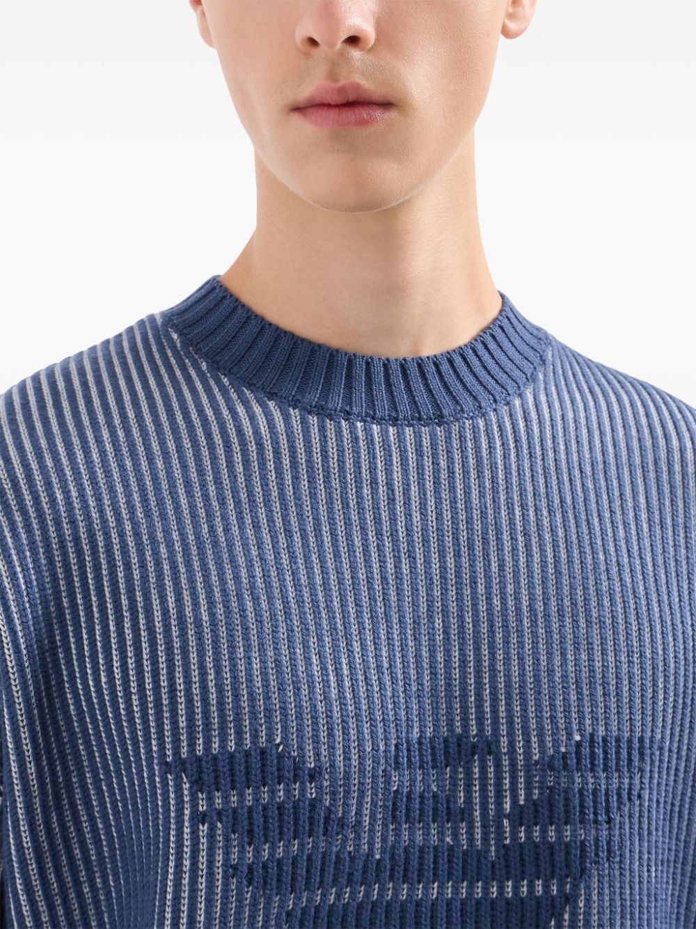 Emporio Armani Men's Two-Tone Fisherman Knit Sweater - Clear Blue image 2