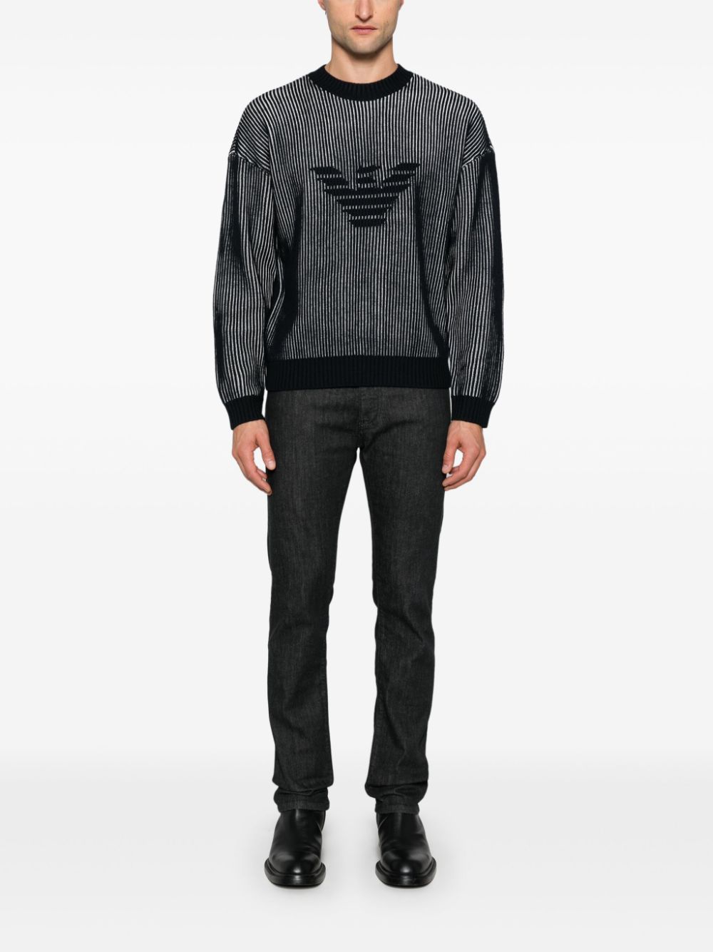 Emporio Armani Two-Tone Fisherman's Knit Sweater image 3