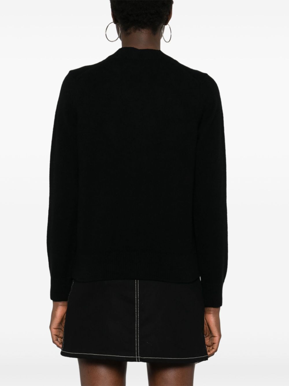 MAISON KITSUNÉ Fox Head Patch V-Neck Wool Sweater - Black image 4