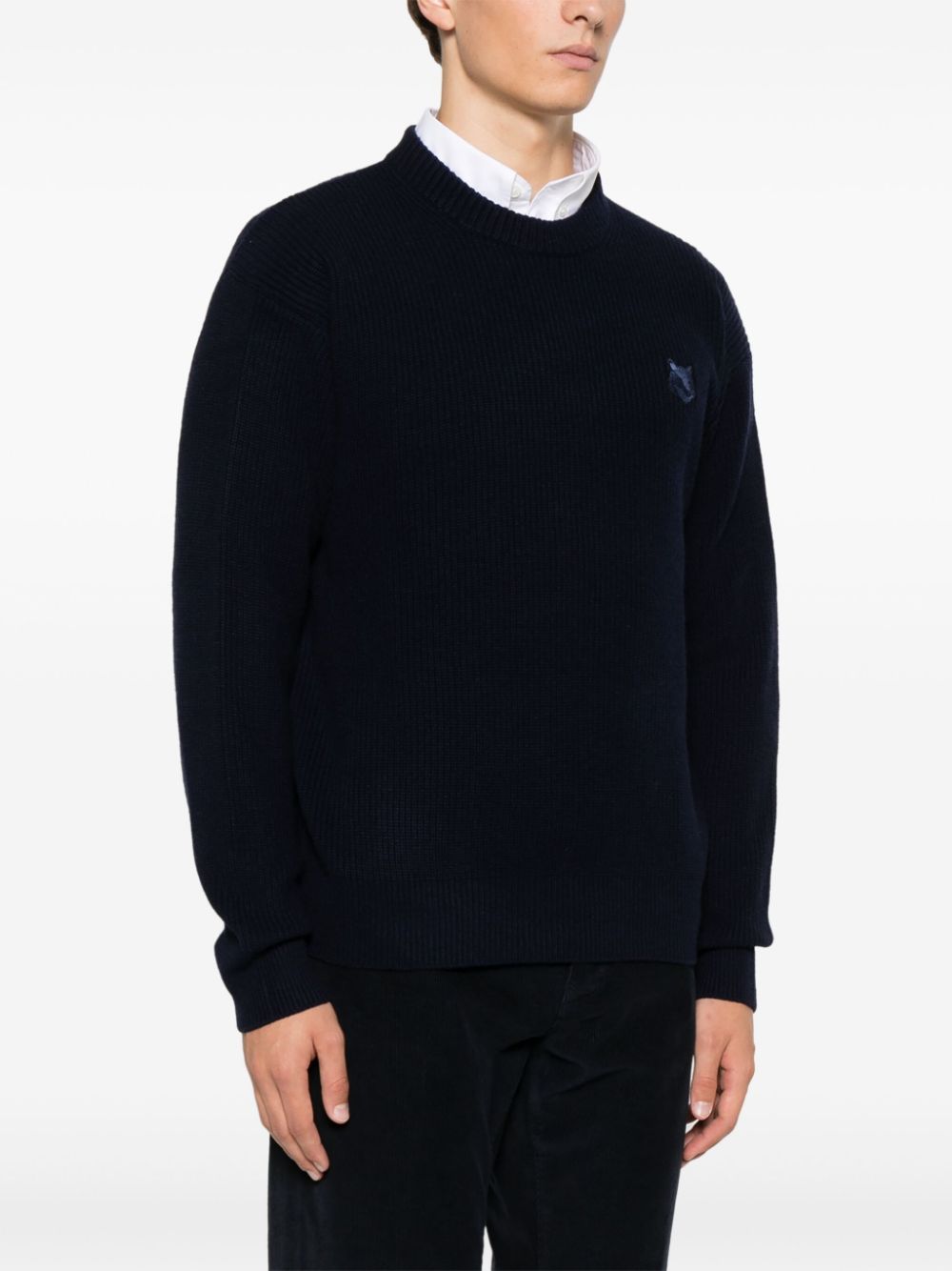 MAISON KITSUNE Fox Head Wool Sweater - Blue image 2